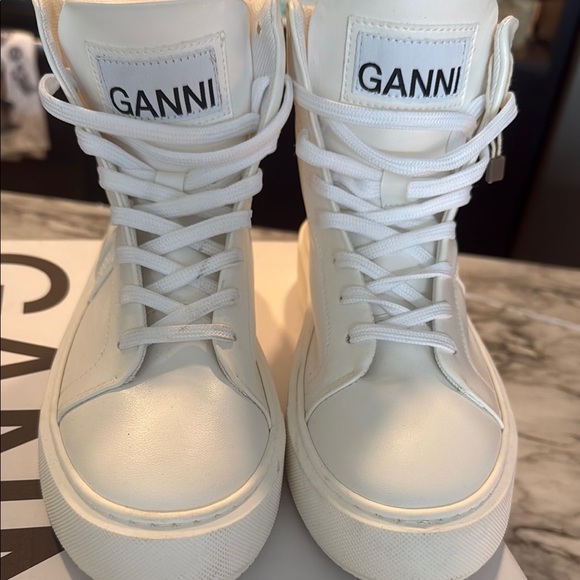 Ganni White Sneakers High-Top Sold out in stores Women’s Sz 9 or 39 Authentic - Picture 3 of 17